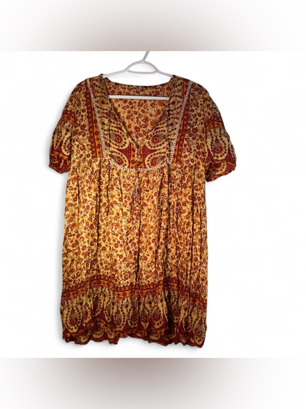 Boho floral mini dress cream  paisley print s/m